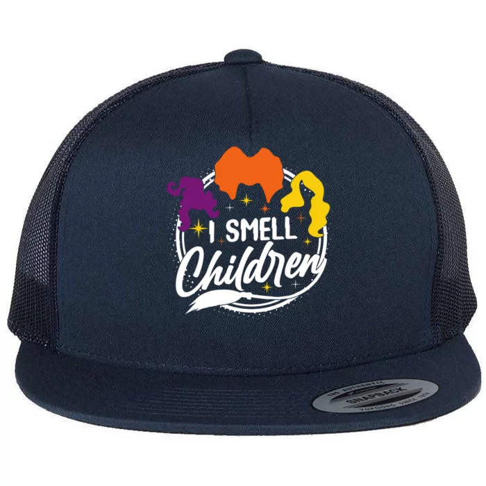 Funny Halloween I Smell Children Flat Bill Trucker Hat