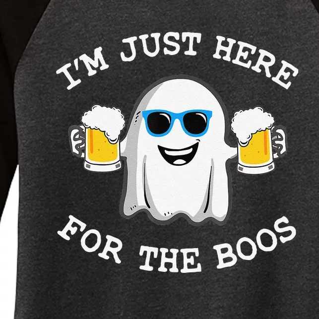 Funny Halloween IM Just Here For Boos Women's Tri-Blend 3/4-Sleeve Raglan Shirt