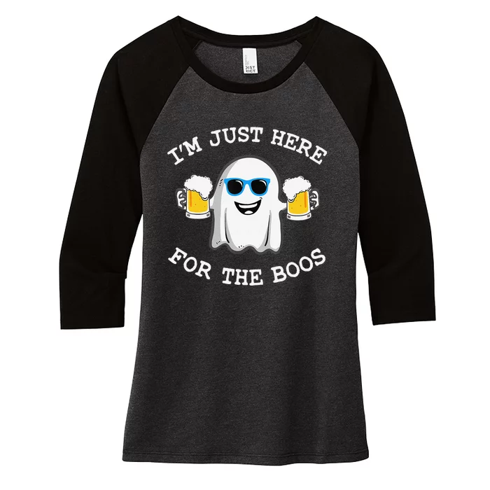 Funny Halloween IM Just Here For Boos Women's Tri-Blend 3/4-Sleeve Raglan Shirt