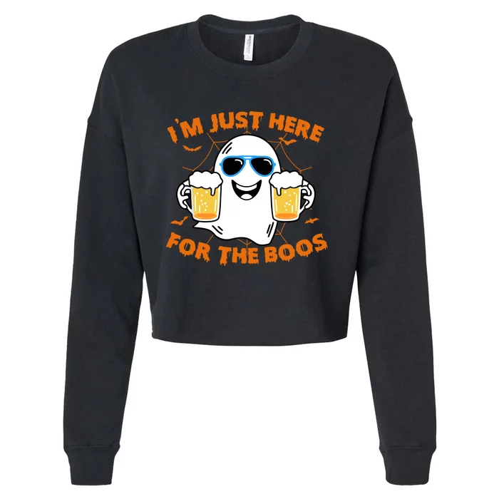 Funny Halloween Im Just Here For The Boos Costume Gift Cropped Pullover Crew