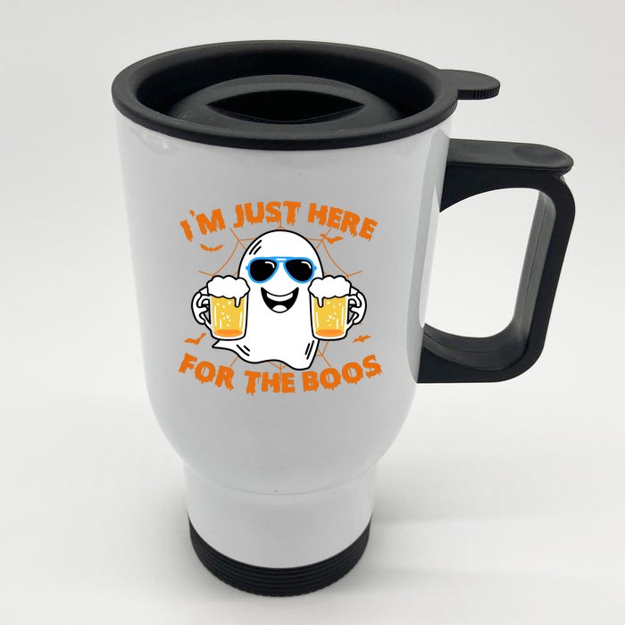 Funny Halloween Im Just Here For The Boos Costume Gift Front & Back Stainless Steel Travel Mug