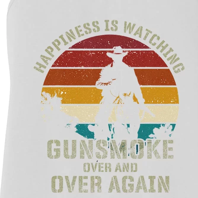 Funny Happiness Is Watching Gunsmoke Over And Over Again Cowboys Women's Racerback Tank