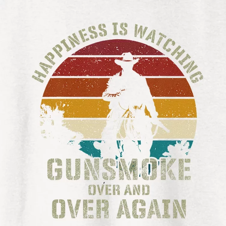 Funny Happiness Is Watching Gunsmoke Over And Over Again Cowboys Women's Crop Top Tee