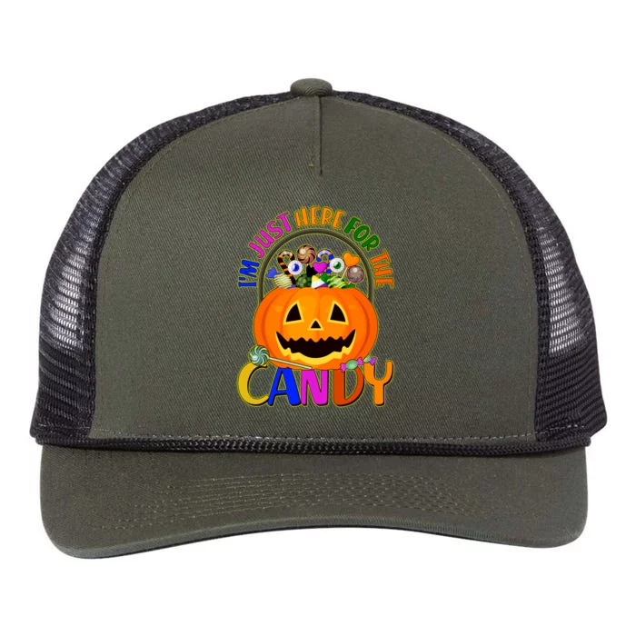 Funny Halloween I'm Just Here For The Candy Retro Rope Trucker Hat Cap