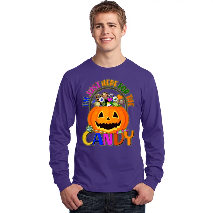 Funny Halloween I'm Just Here For The Candy Long Sleeve Shirt