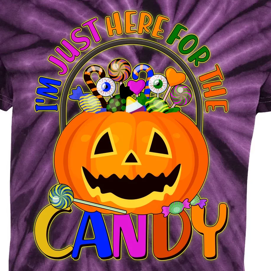 Funny Halloween I'm Just Here For The Candy Kids Tie-Dye T-Shirt