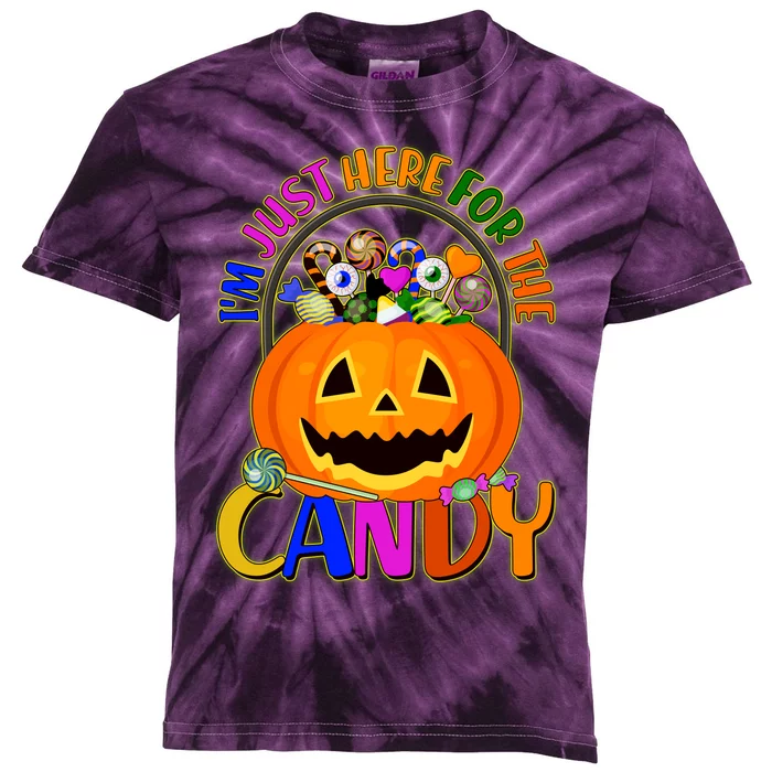 Funny Halloween I'm Just Here For The Candy Kids Tie-Dye T-Shirt