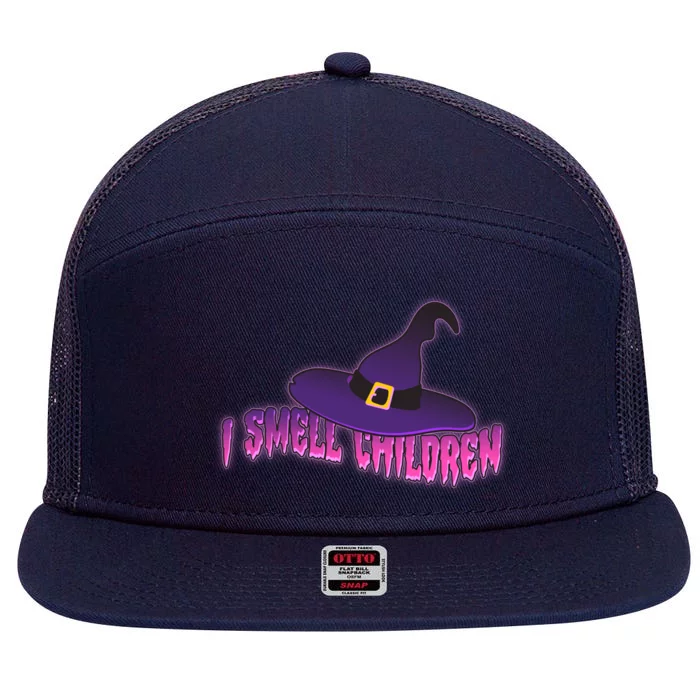 Funny Halloween I Smell Children Witches 7 Panel Mesh Trucker Snapback Hat