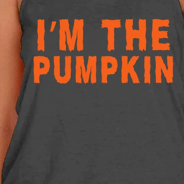 Funny Halloween IM The Pumpkin Jackolantern Pumpkin Halloween Costume Couple Women's Knotted Racerback Tank