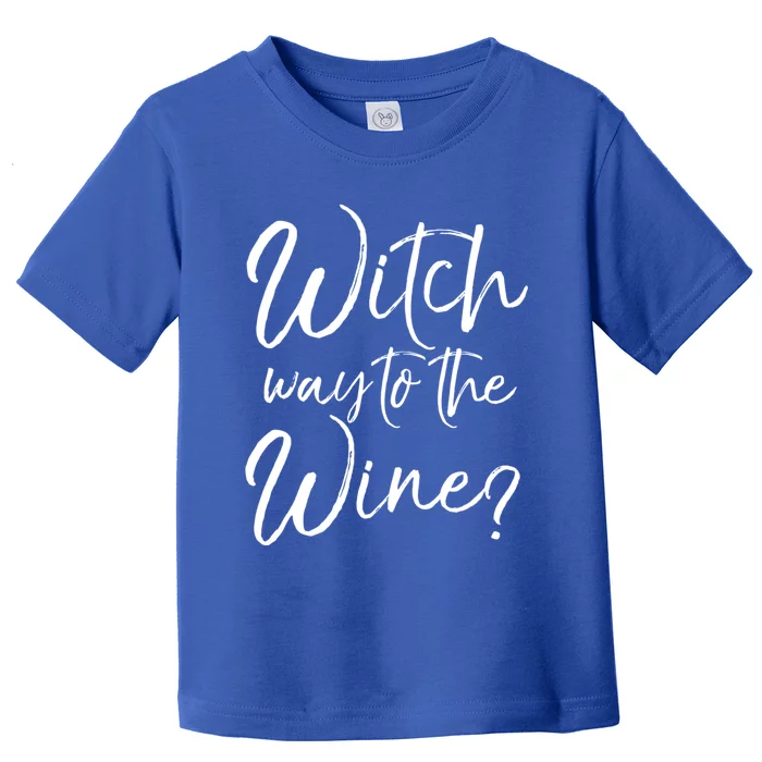 Funny Halloween Ing Witch Pun Witch Way To The Wine? Gift Toddler T-Shirt