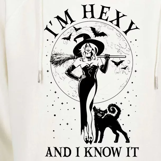 Funny Halloween I'm Hexy And I Know It Sexy Witch Womens Funnel Neck Pullover Hood