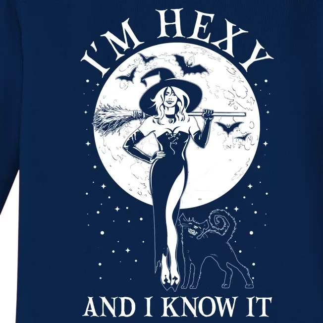 Funny Halloween I'm Hexy And I Know It Sexy Witch Baby Long Sleeve Bodysuit