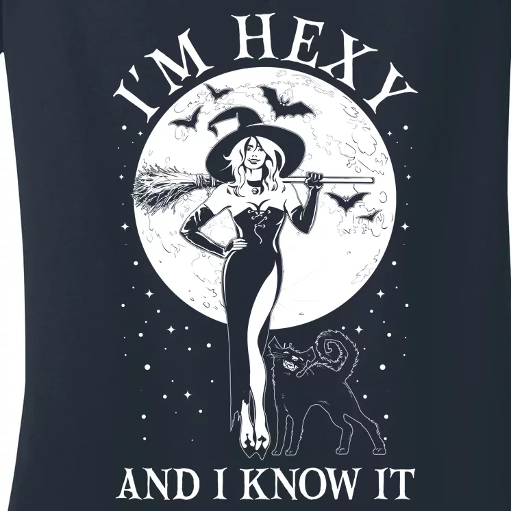 Funny Halloween I'm Hexy And I Know It Sexy Witch Women's V-Neck T-Shirt