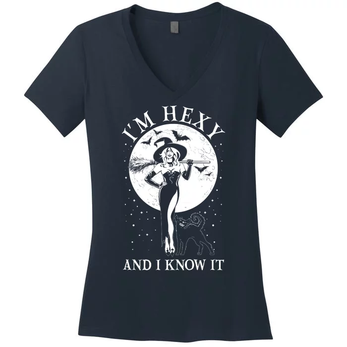 Funny Halloween I'm Hexy And I Know It Sexy Witch Women's V-Neck T-Shirt