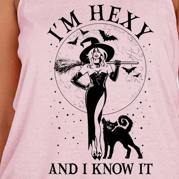 Funny Halloween I'm Hexy And I Know It Sexy Witch Women's Knotted Racerback Tank