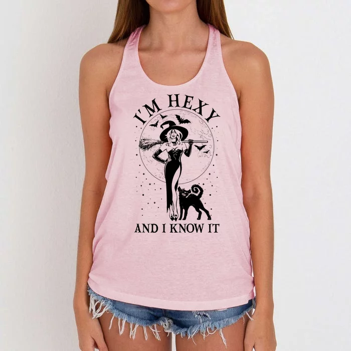 Funny Halloween I'm Hexy And I Know It Sexy Witch Women's Knotted Racerback Tank