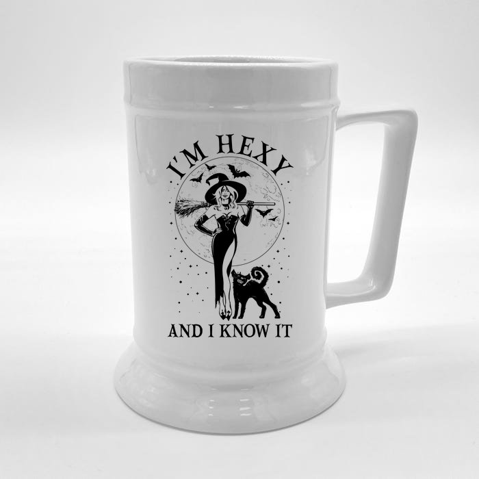 Funny Halloween I'm Hexy And I Know It Sexy Witch Front & Back Beer Stein