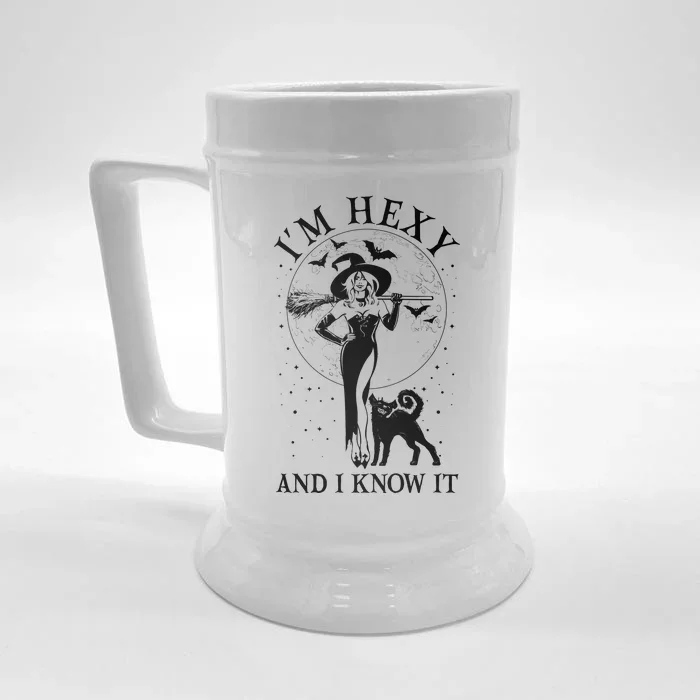 Funny Halloween I'm Hexy And I Know It Sexy Witch Front & Back Beer Stein