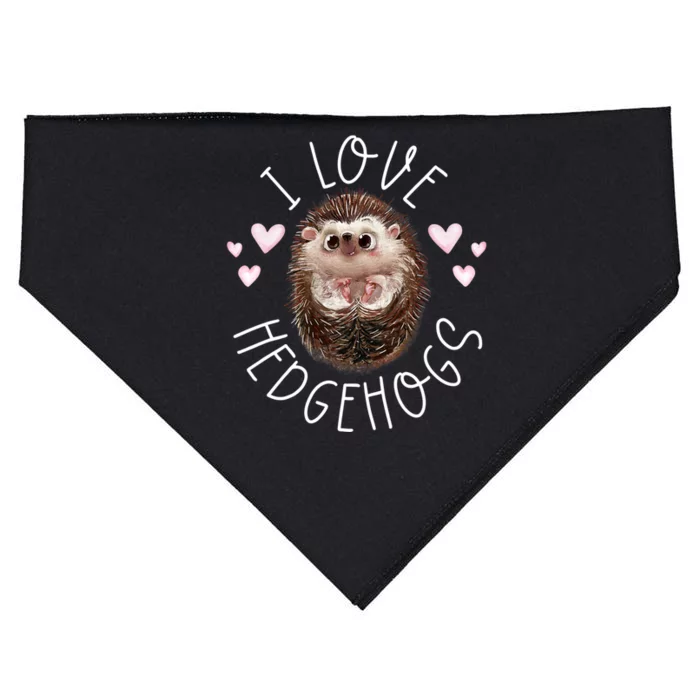 Funny Hedgehog I Love Hedgehogs Porcupine USA-Made Doggie Bandana