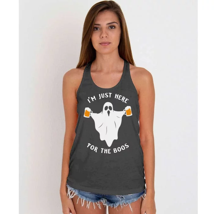 Funny Halloween IM Just Here For The Boos Costume Gift Women's Knotted Racerback Tank