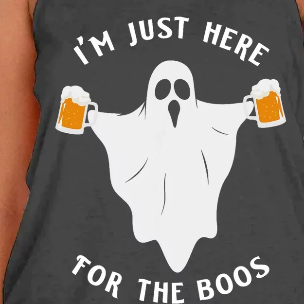 Funny Halloween IM Just Here For The Boos Costume Gift Women's Knotted Racerback Tank