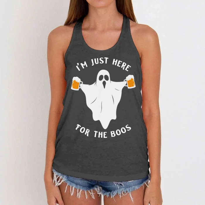 Funny Halloween IM Just Here For The Boos Costume Gift Women's Knotted Racerback Tank