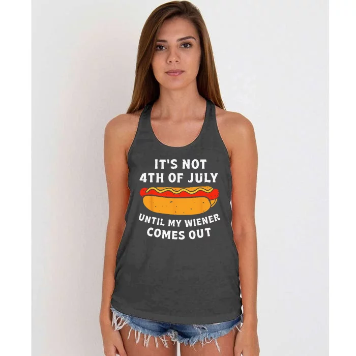 Funny Hotdog It's Not 4th of July Until My Wiener Comes Out Women's Knotted Racerback Tank