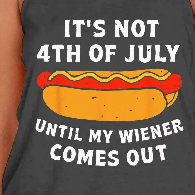 Funny Hotdog It's Not 4th of July Until My Wiener Comes Out Women's Knotted Racerback Tank