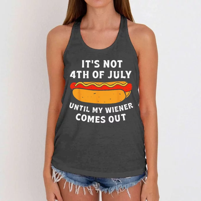 Funny Hotdog It's Not 4th of July Until My Wiener Comes Out Women's Knotted Racerback Tank