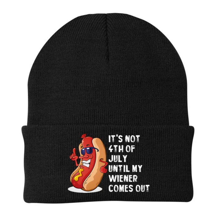 Funny Hotdog It's Not 4th of July Until My Wiener Comes Out Knit Cap Winter Beanie