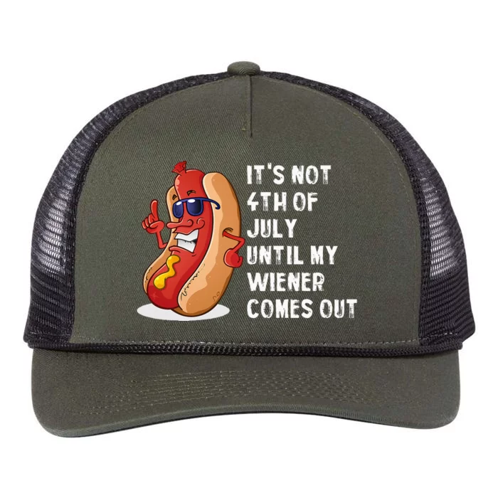 Funny Hotdog It's Not 4th of July Until My Wiener Comes Out Retro Rope Trucker Hat Cap