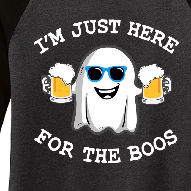 Funny Halloween Im Just Here For The Boos Costume Gift Women's Tri-Blend 3/4-Sleeve Raglan Shirt