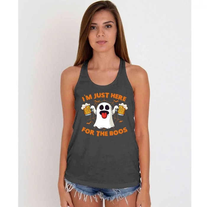 Funny Halloween IM Just Here For The Boos Costume Gift Women's Knotted Racerback Tank