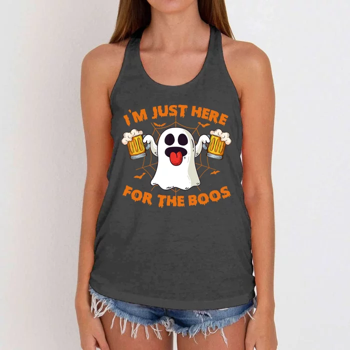 Funny Halloween IM Just Here For The Boos Costume Gift Women's Knotted Racerback Tank