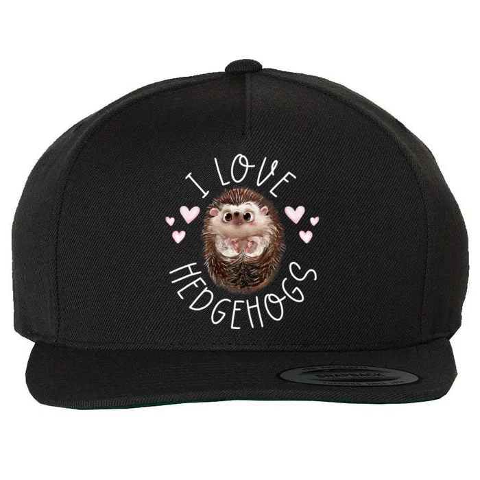 Funny Hedgehog I Love Hedgehogs Porcupine Wool Snapback Cap