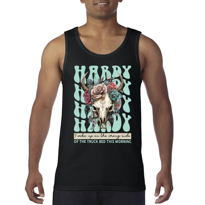 Funny Hardy I Woke Up On The Wrong Side Of The Truck Bed Tank Top