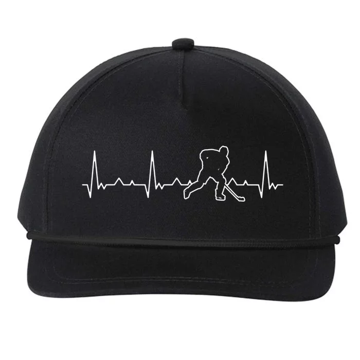 Funny Heartbeat Ice Hockey Player Puck Funny Gift Snapback Five-Panel Rope Hat