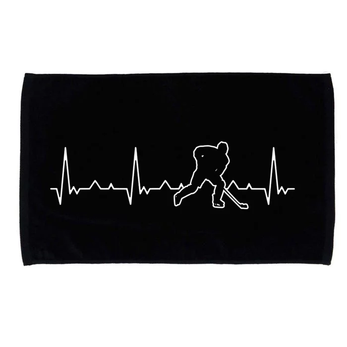 Funny Heartbeat Ice Hockey Player Puck Funny Gift Microfiber Hand Towel