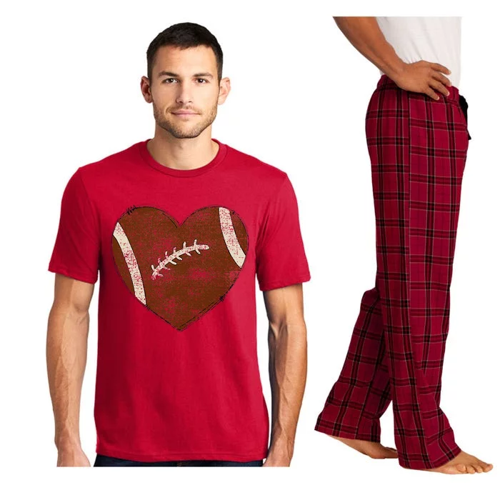 Football Heart I Love Football Red Pajama Set