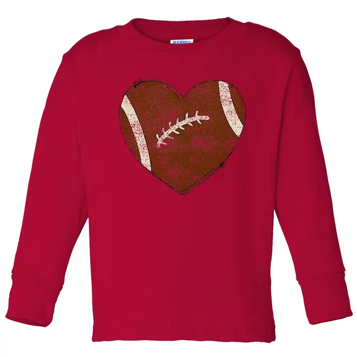 Football Heart I Love Football Red Toddler Long Sleeve Shirt