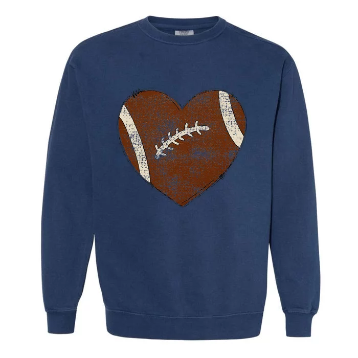 Football Heart I Love Football Red Garment-Dyed Sweatshirt