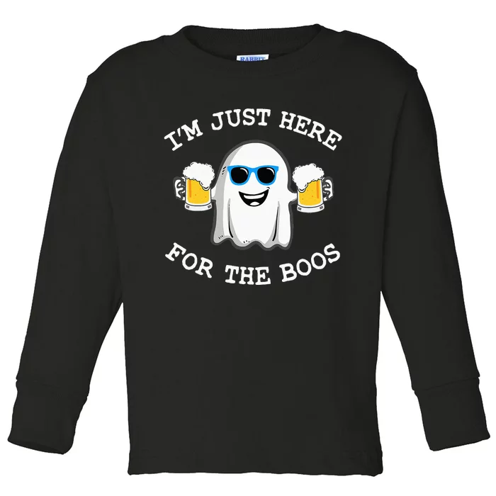 Funny Halloween Im Just Here For The Boos Costume Gift Toddler Long Sleeve Shirt