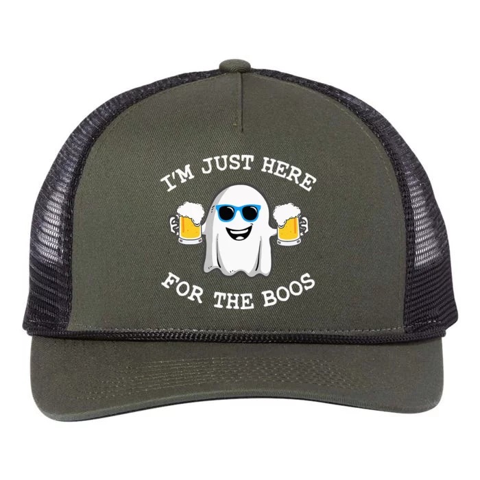 Funny Halloween Im Just Here For The Boos Costume Gift Retro Rope Trucker Hat Cap