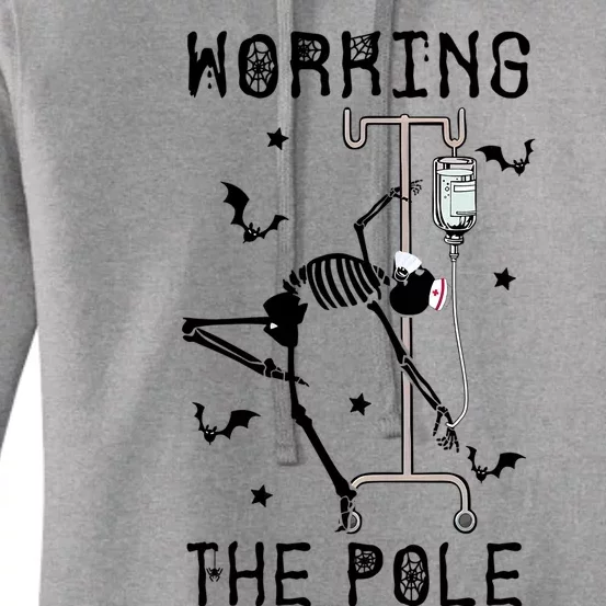 Funny Halloween Icu Er Nurse Working The Pole Skeleton Dance Gift Women's Pullover Hoodie