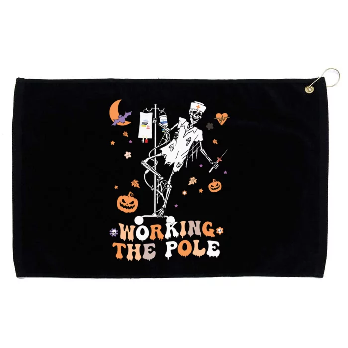 Funny Halloween Icu Er Nurse Working The Pole Skeleton Dance Grommeted Golf Towel