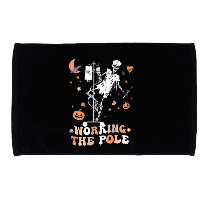 Funny Halloween Icu Er Nurse Working The Pole Skeleton Dance Microfiber Hand Towel