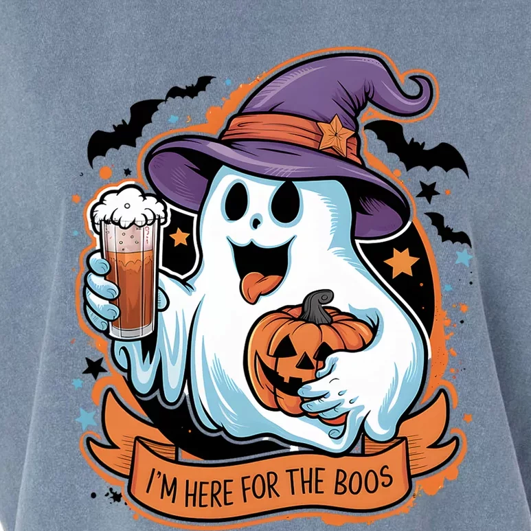 Funny Halloween IM Just Here For The Boos Beer Lover Garment-Dyed Women's Muscle Tee