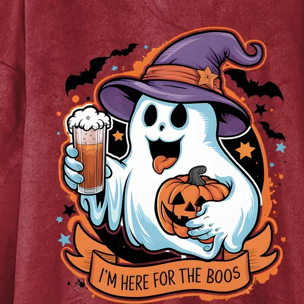 Funny Halloween IM Just Here For The Boos Beer Lover Hooded Wearable Blanket