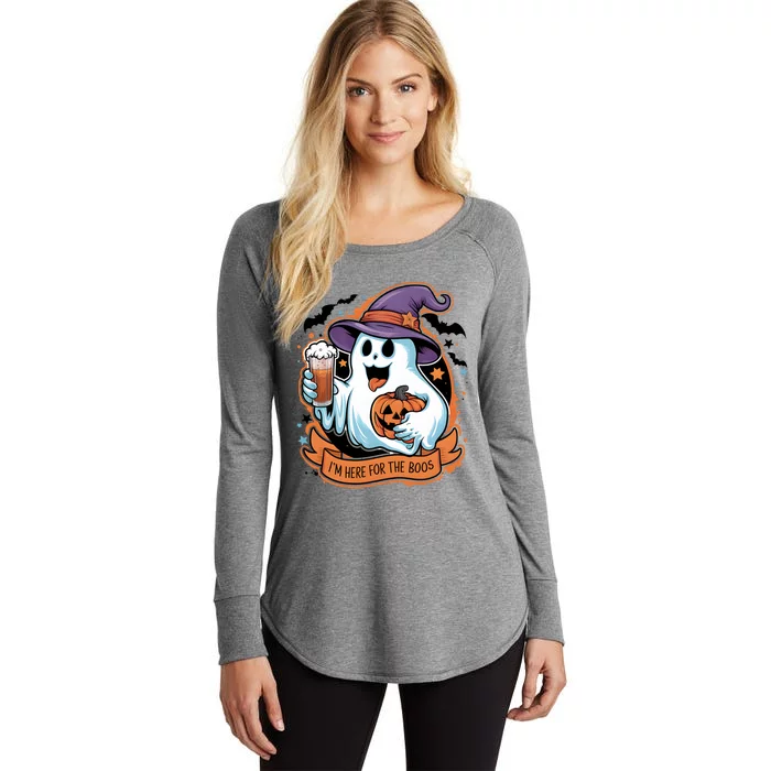 Funny Halloween IM Just Here For The Boos Beer Lover Women's Perfect Tri Tunic Long Sleeve Shirt