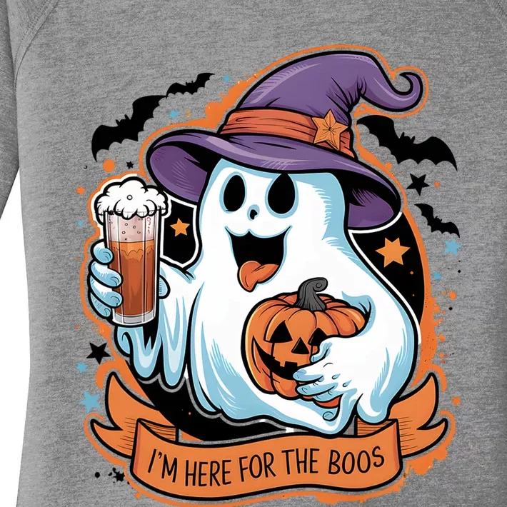 Funny Halloween IM Just Here For The Boos Beer Lover Women's Perfect Tri Tunic Long Sleeve Shirt